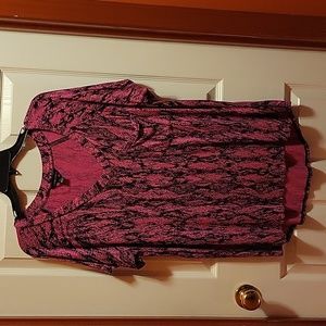 Rock & Republic Women's Pink Snakeskin Print Short Sleeved Top Size XL